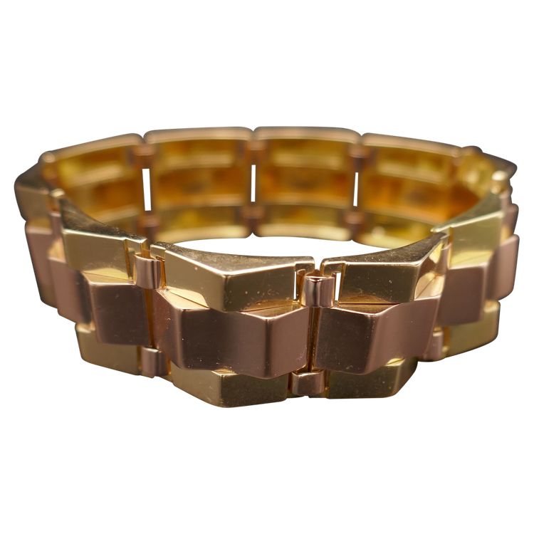 Bracelet Tank En Or Rose Et Or Jaune 18 Carats.
