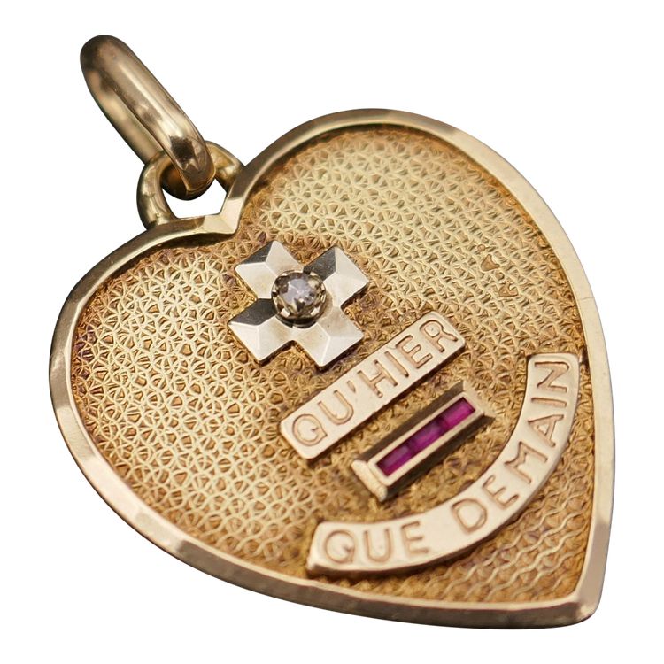 Important Augis Heart of Love Diamond and Ruby Medal, 18-carat gold.