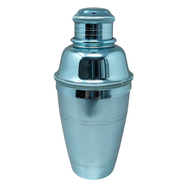 1960s Gorgeous Light Blue Cocktail Shaker by Lumium in Pure Aluminum. Fabriqué en Angleterre