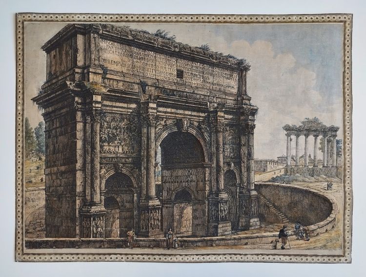 Roma l'Arco di Trionfo di Septime Sévère Incisione antica Architettura del XIX secolo