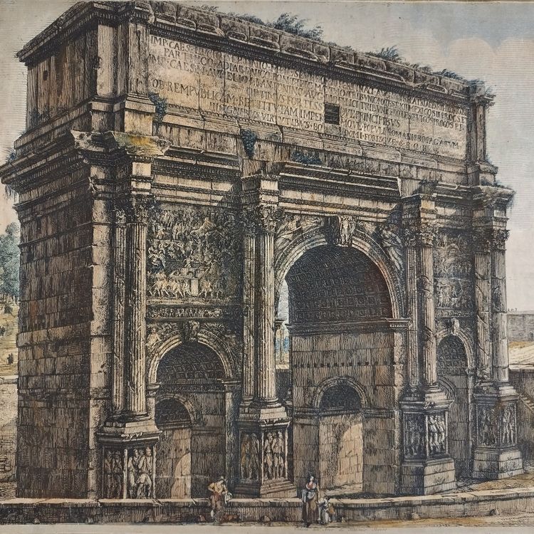 Roma l'Arco di Trionfo di Septime Sévère Incisione antica Architettura del XIX secolo