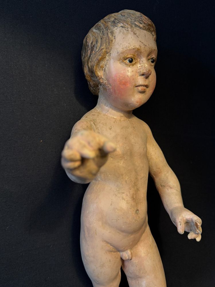 Child in polychrome carved wood France 17th century H42