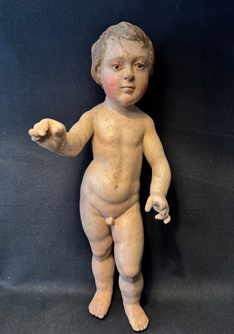 Child in polychrome carved wood France 17th century H42