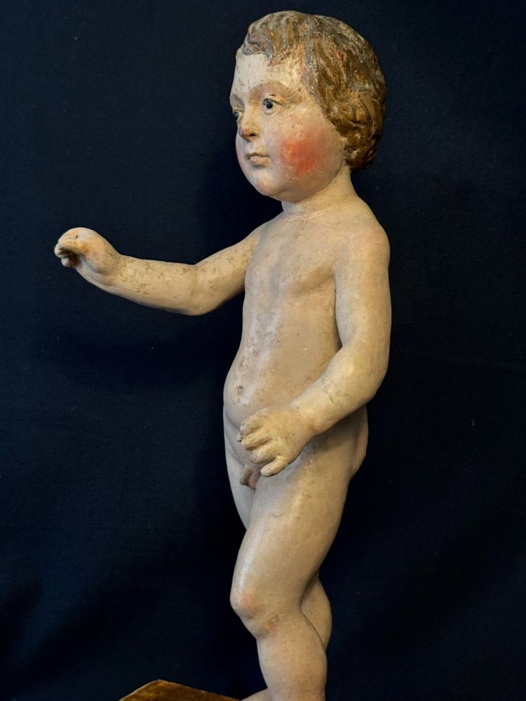 Child in polychrome carved wood France 17th century H42
