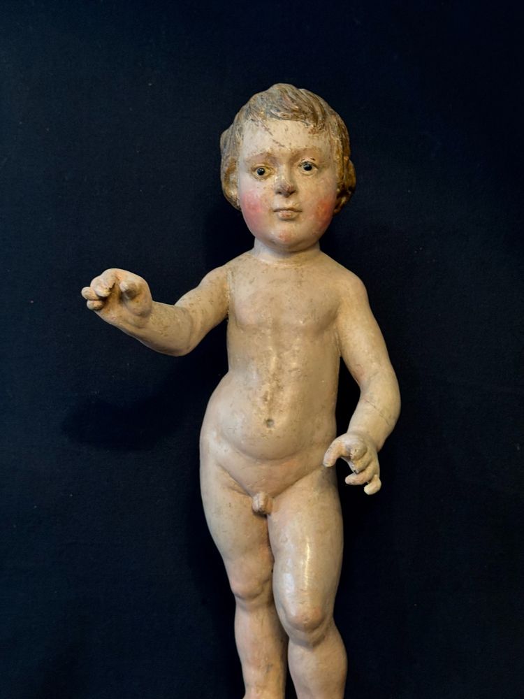 Child in polychrome carved wood France 17th century H42