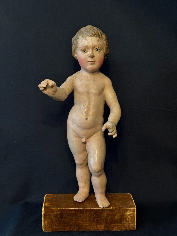 Child in polychrome carved wood France 17th century H42
