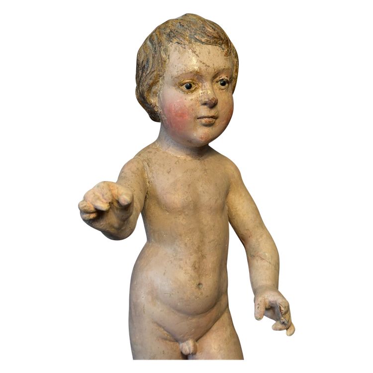 Child in polychrome carved wood France 17th century H42