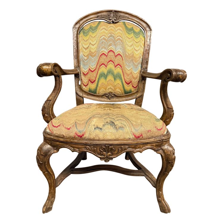 Antique Genoa Louis XIV armchair, late 17th century, Italy 108x47x50 cm, solid walnut