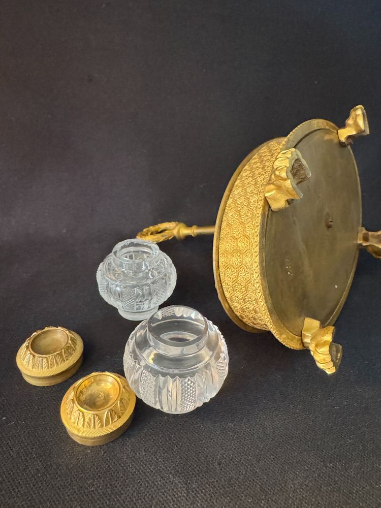 Encrier Empire cristal et bronze doré 