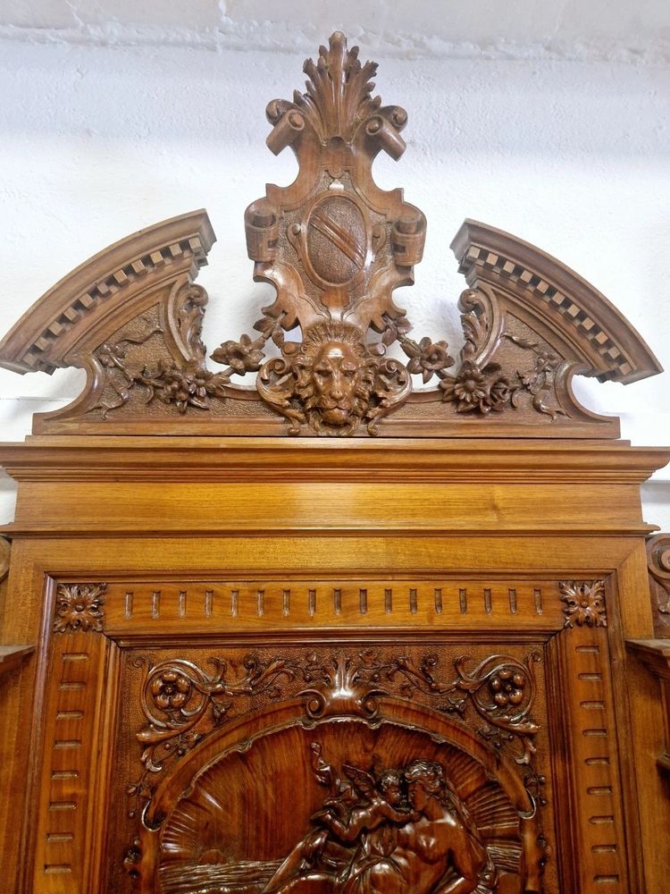 Antique Italian Reniassance Bed Heavily Carved Walnut