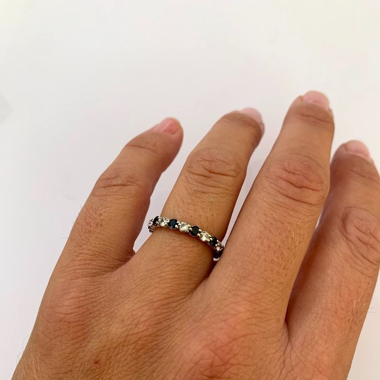 Amerikanischer Ehering aus Diamanten und Saphiren