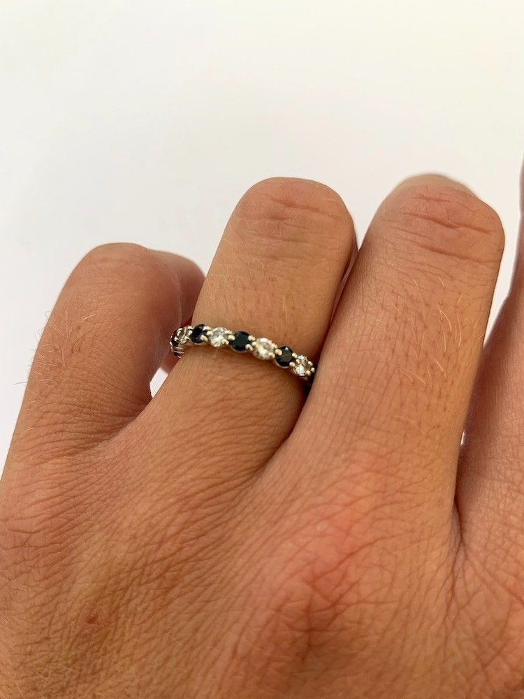 Amerikanischer Ehering aus Diamanten und Saphiren