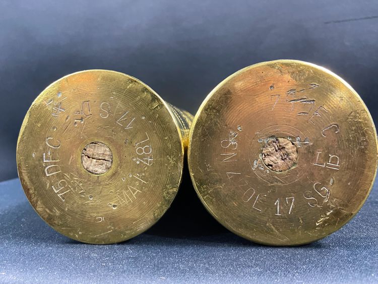Paar Granatenhülsen Reiher Grabenarbeit Poilus 1. Weltkrieg WW1