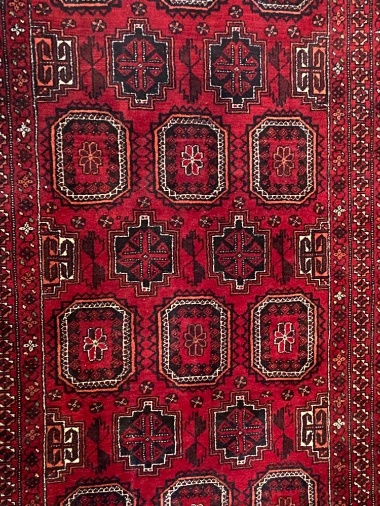 Tapis d'Orient Baloutche Boukhara laine réalisé main Afghanistan Turkménistan