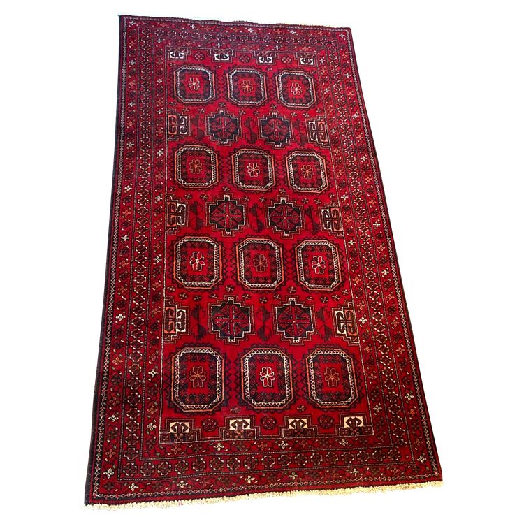 Tapis d'Orient Baloutche Boukhara laine réalisé main Afghanistan Turkménistan