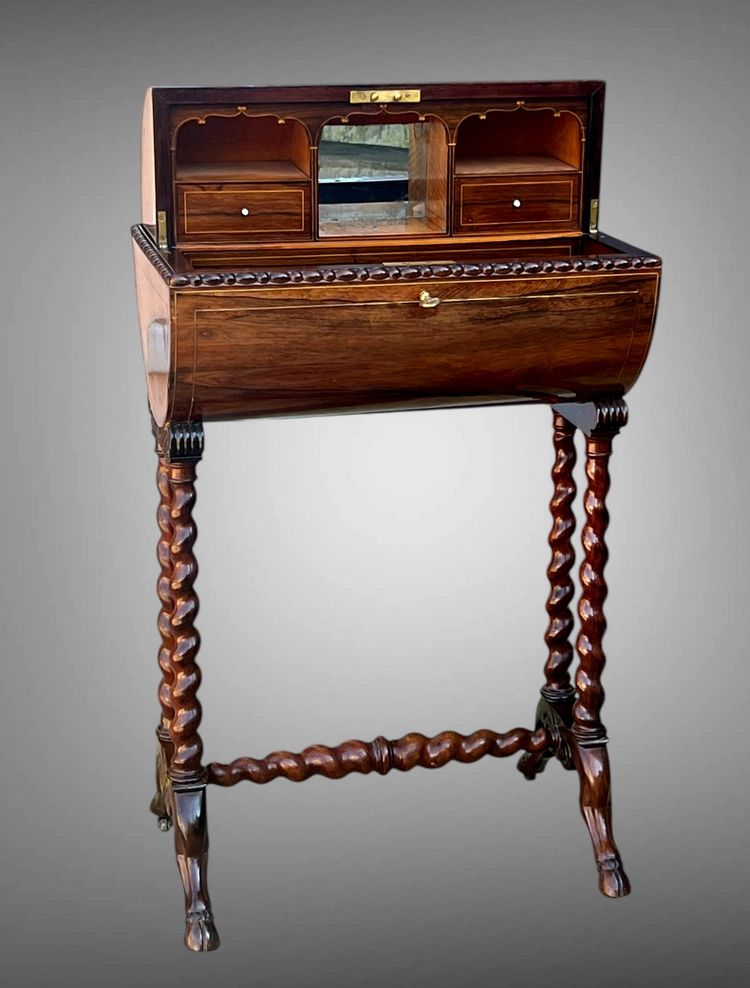 ORIGINAL MARQUETRY WORK IN THE CHARLES X PERIOD OPENING WITH A CYLINDER