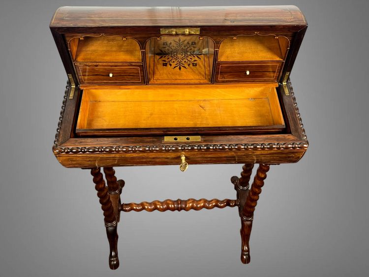 ORIGINAL MARQUETRY WORK IN THE CHARLES X PERIOD OPENING WITH A CYLINDER