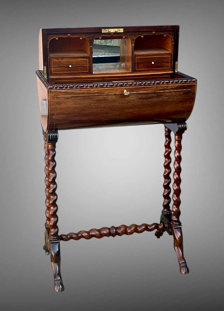 ORIGINAL MARQUETRY WORK IN THE CHARLES X PERIOD OPENING WITH A CYLINDER