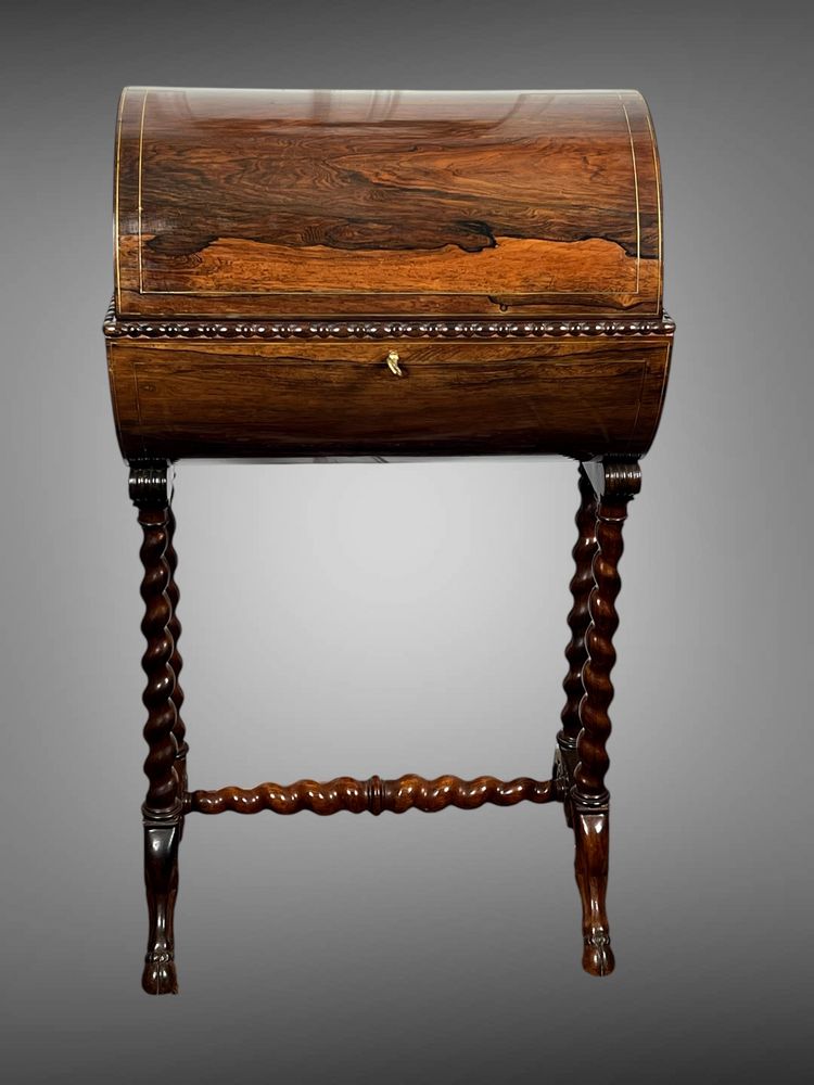 ORIGINAL MARQUETRY WORK IN THE CHARLES X PERIOD OPENING WITH A CYLINDER