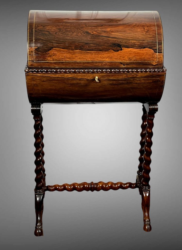 ORIGINAL MARQUETRY WORK IN THE CHARLES X PERIOD OPENING WITH A CYLINDER