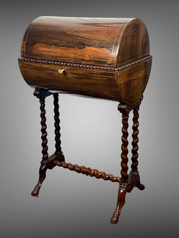 ORIGINAL MARQUETRY WORK IN THE CHARLES X PERIOD OPENING WITH A CYLINDER