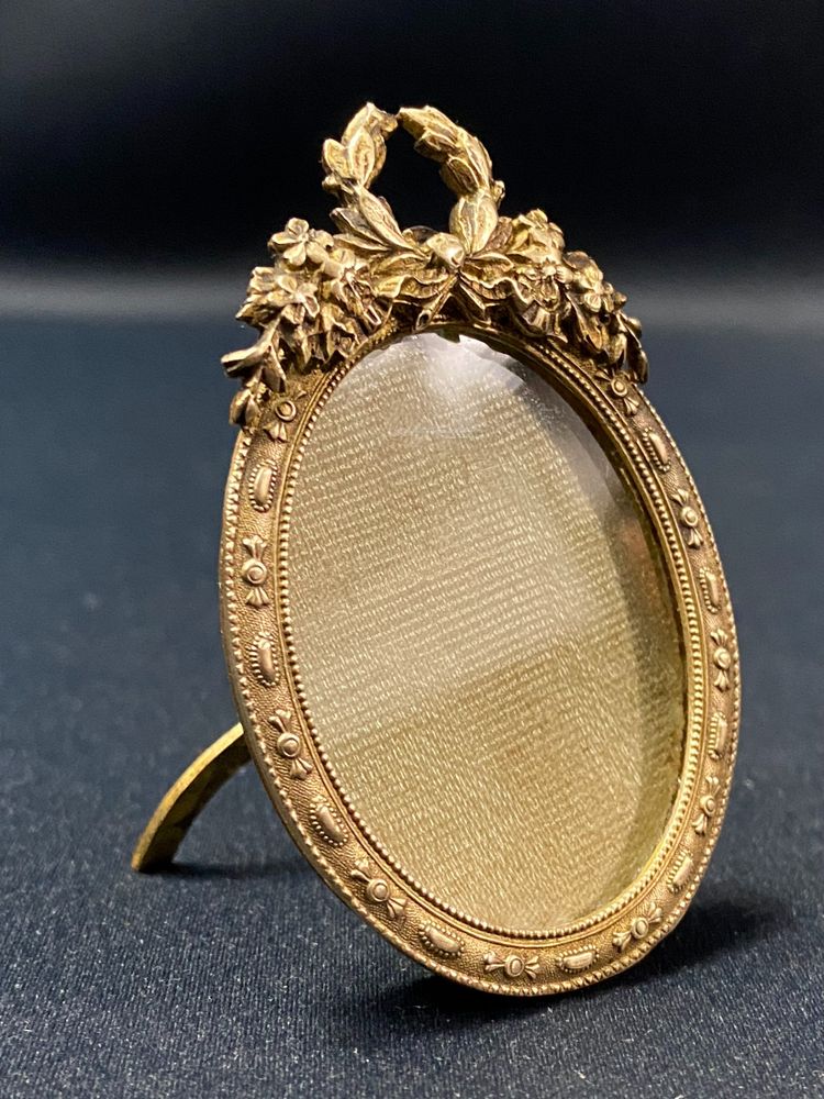 Gilded bronze miniature frame, late 19th century, Louis XVI style