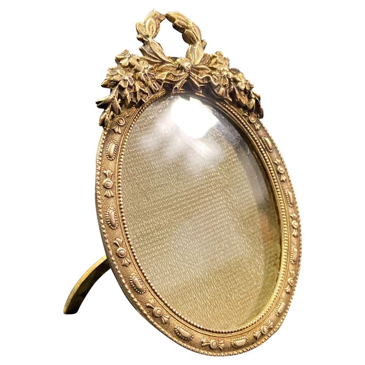 Gilded bronze miniature frame, late 19th century, Louis XVI style
