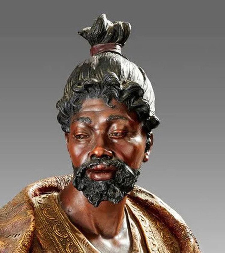 Friedrich Goldscheider (1845 - 1897). Busto in terracotta policroma circa 1890