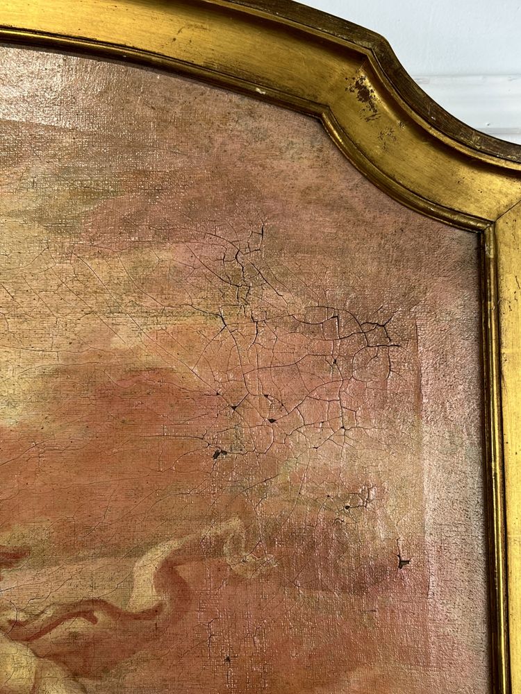 DIPINTO DI FALEGNAMERIA / PIANO DELLA PORTA / OLIO SU TELA CON DECORAZIONE DI PUTTI