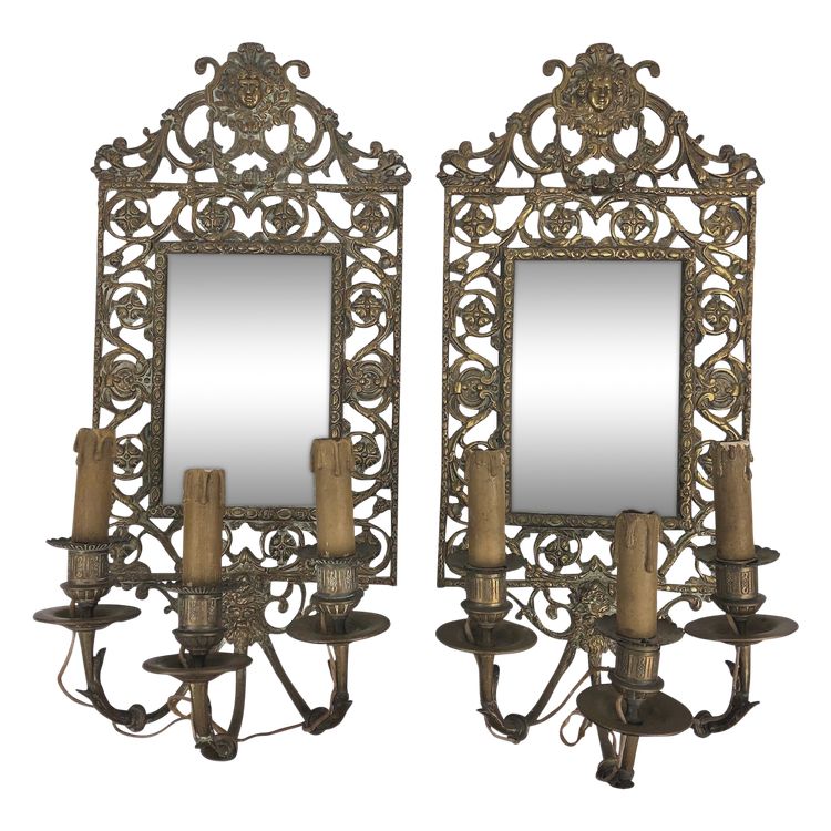 Pair of mirrored sconces, 19th century