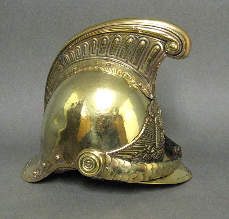 Casque De Sapeur Pompier Mle 1855 De La Commune De Corpeau Second Empire Napoléon III.