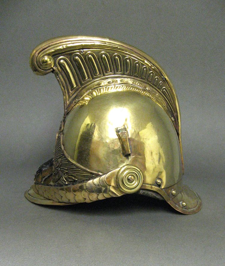 Casque De Sapeur Pompier Mle 1855 De La Commune De Corpeau Second Empire Napoléon III.