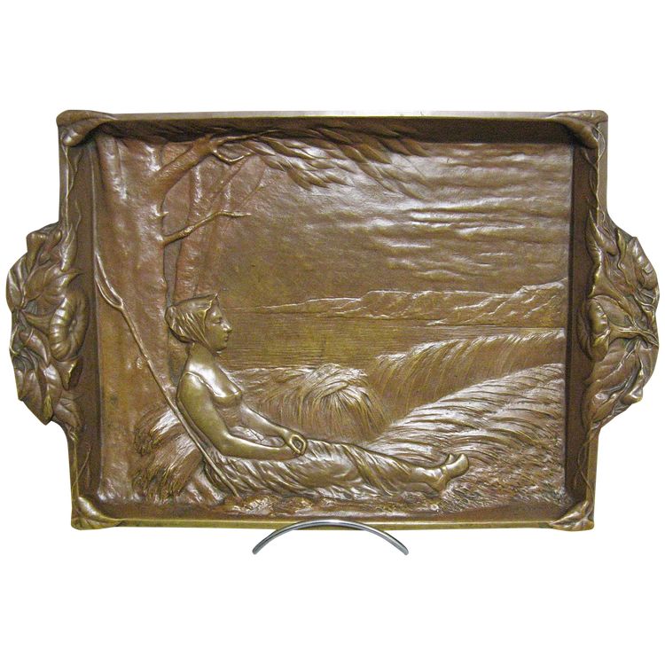 Niedriges Relief Aus Bronze Signiert Bénard. Jugendstil.