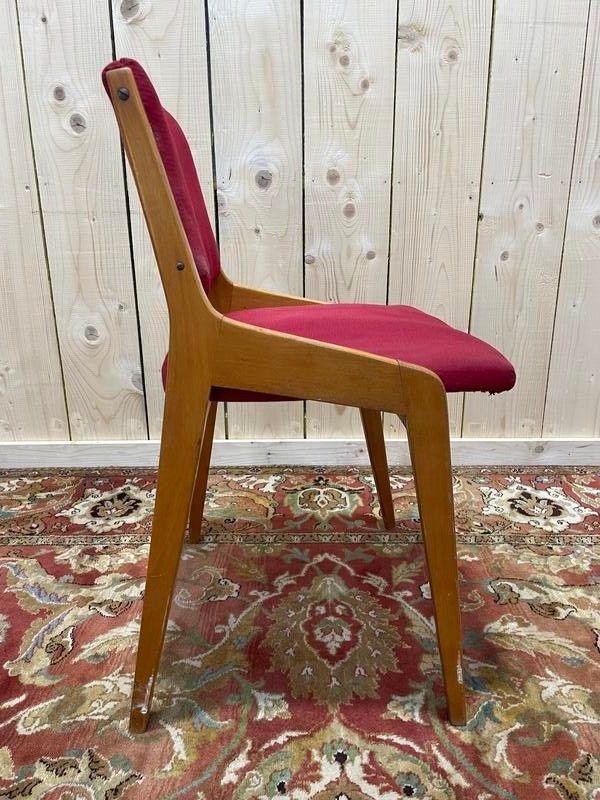 Suite von 6 1950 Stühlen in soliden Buchen