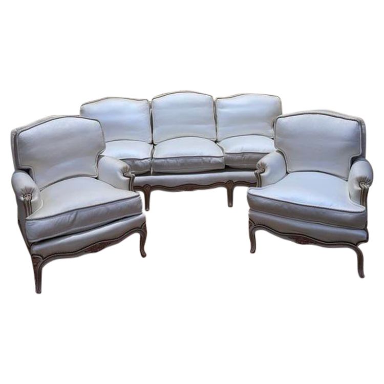 Sofa lounge and pair of Louis XV style armchairs