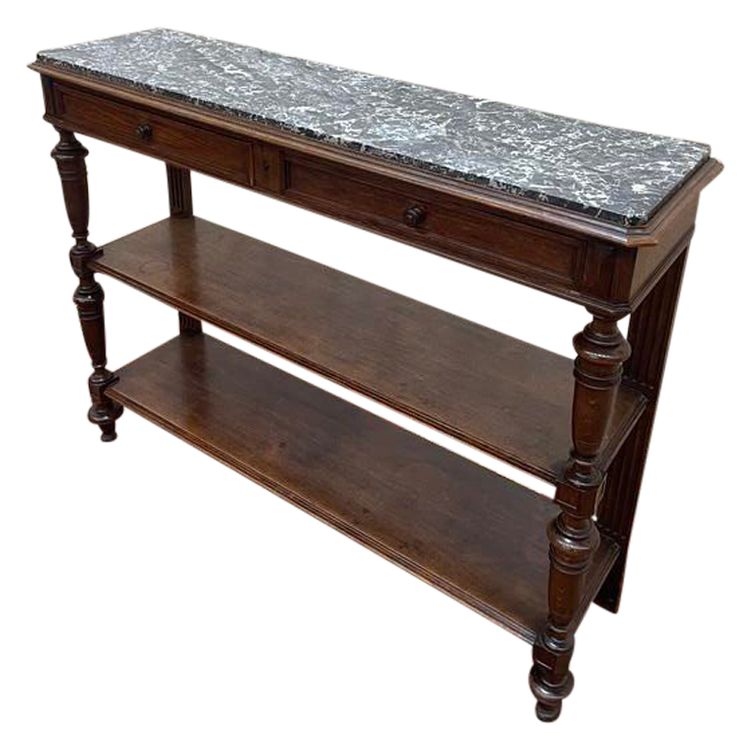 Servizio - Napoleone III Console di quercia solida marmo grigio