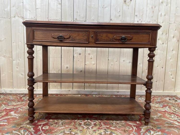 Console era Napoleon III in walnut and white marble