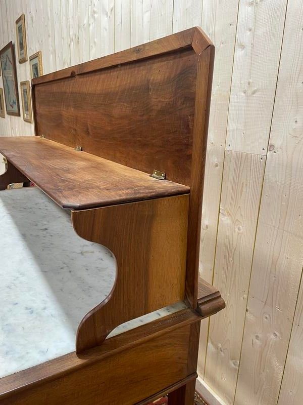 Console era Napoleon III in walnut and white marble