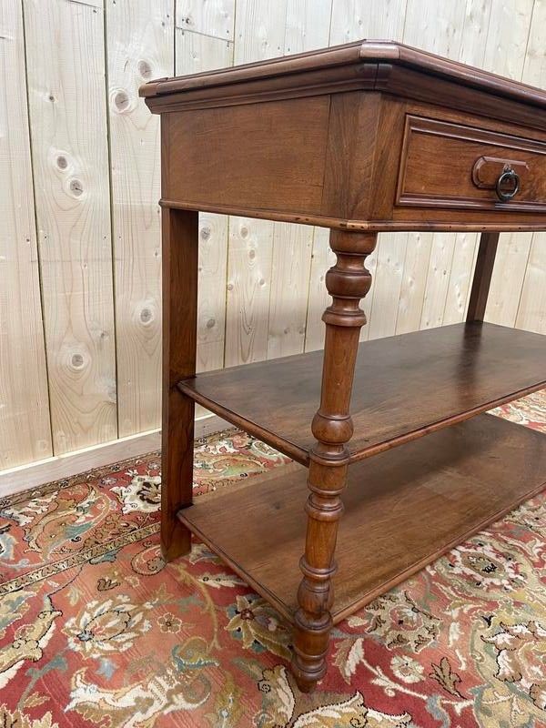 Console era Napoleon III in walnut and white marble