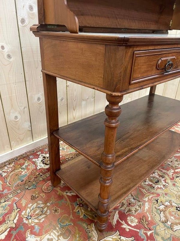 Console era Napoleon III in walnut and white marble