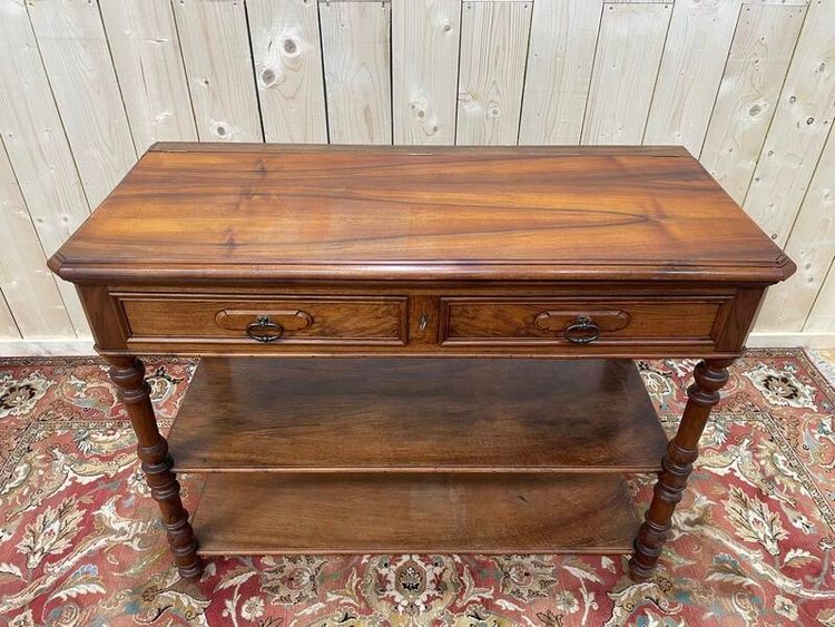 Console era Napoleon III in walnut and white marble