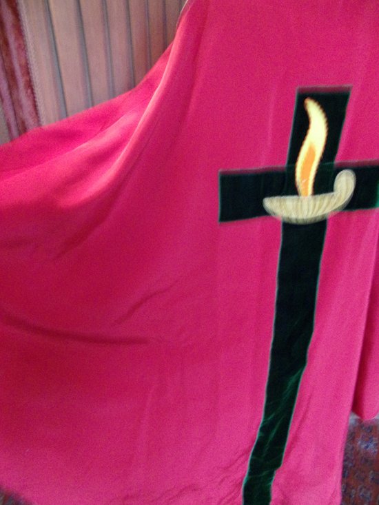 Chasuble in red ottoman mid 20th century