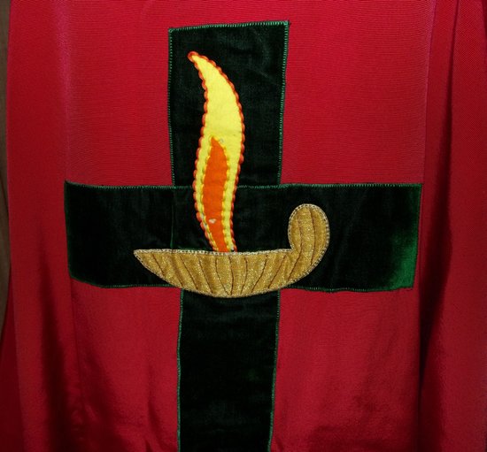 Chasuble in red ottoman mid 20th century