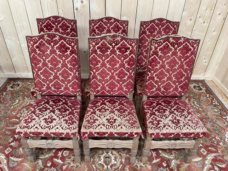 Suite di 6 sedie Louis XIII - High Era in Oak
