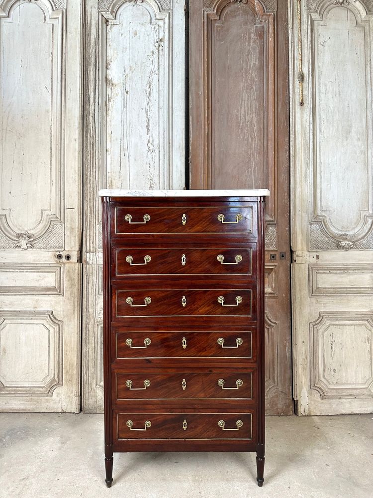 Louis XVI style mahogany weekly cabinet, 19th century