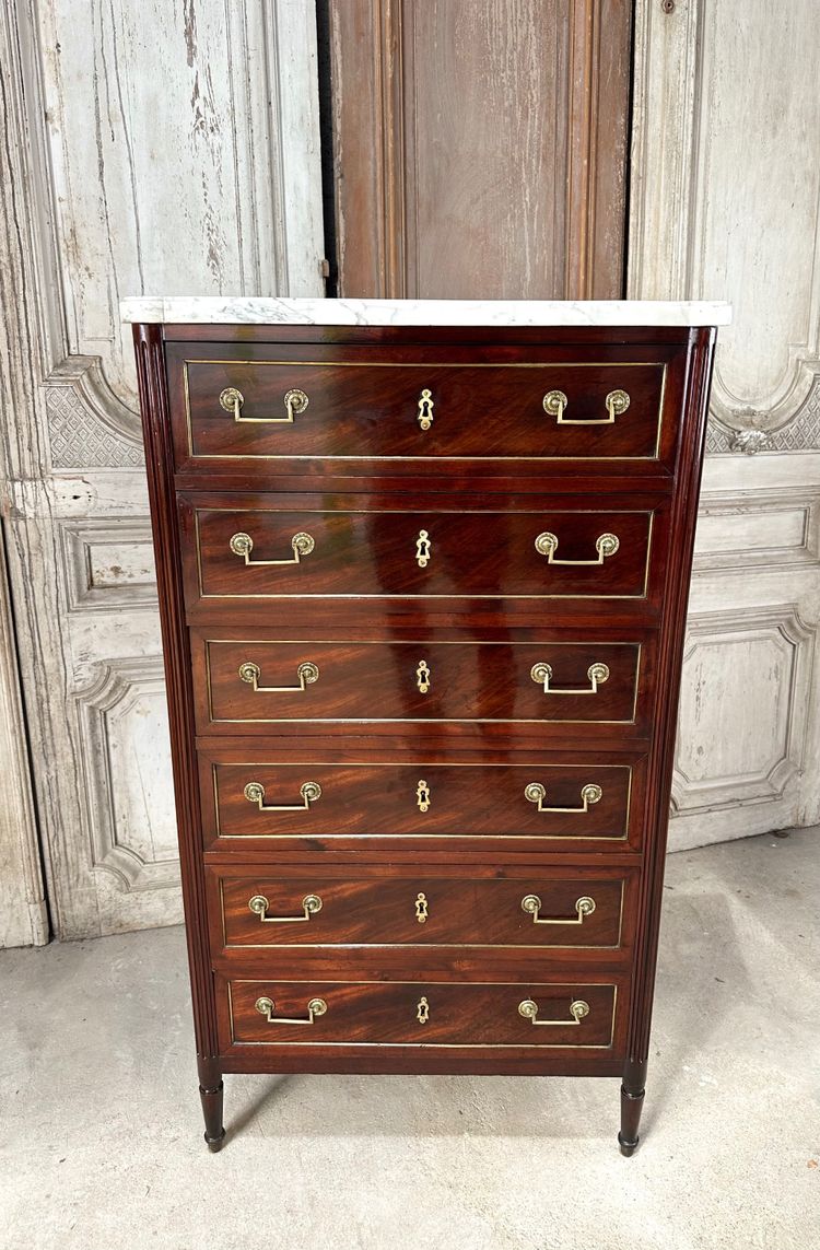 Louis XVI style mahogany weekly cabinet, 19th century
