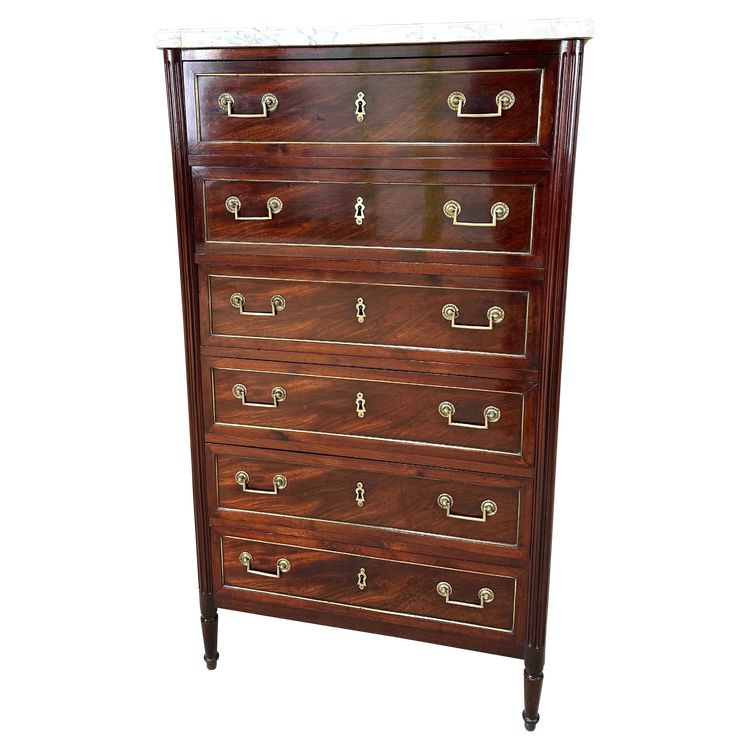 Louis XVI style mahogany weekly cabinet, 19th century