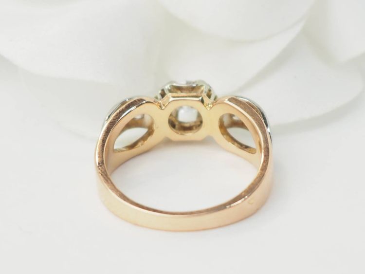 Anello Tank in oro rosa e bianco, diamanti