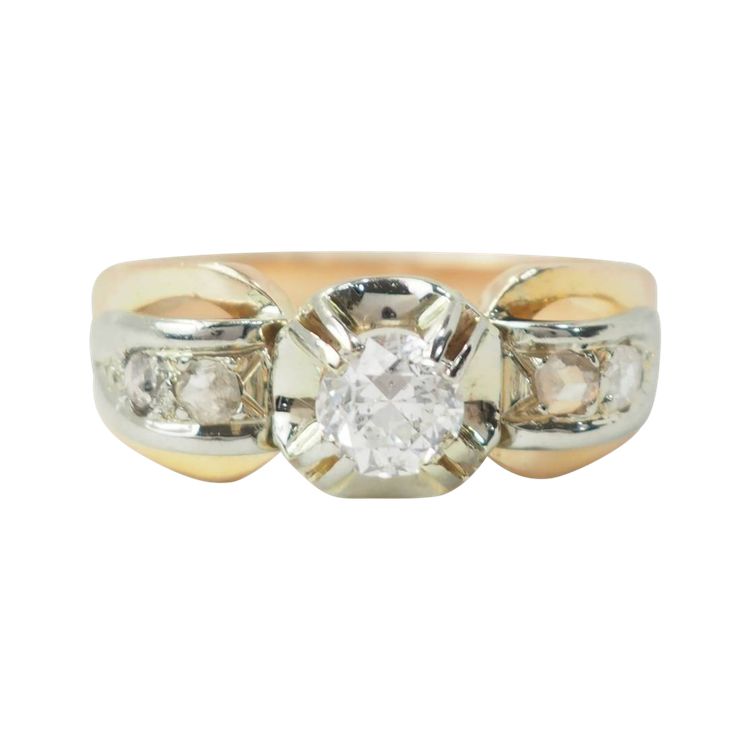 Anello Tank in oro rosa e bianco, diamanti
