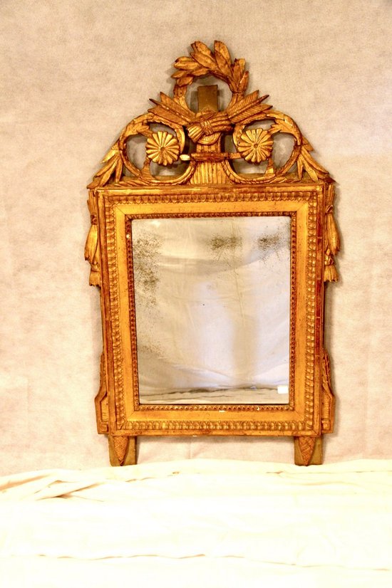 Miroir En Bois Doré D’époque Louis XVI, XVIIIe Siècle